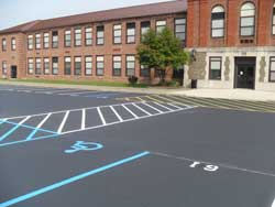 Parking lot striping and numbering detailed photo by Superior Line Striping